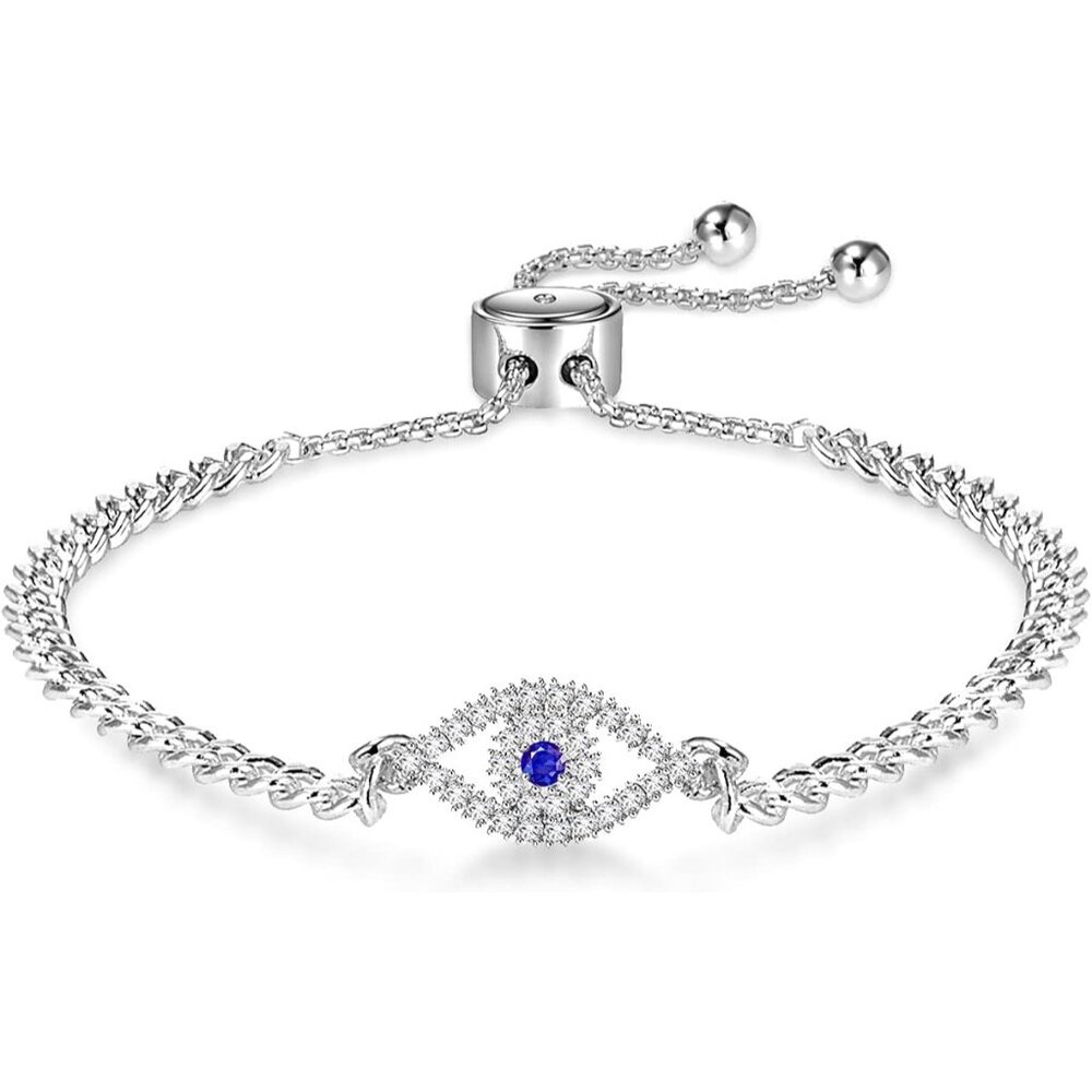 Apsvo Evil Eye Bracelet, Sideway Cross Bracelet, Silver/Gold/Rose Gold Bracelet